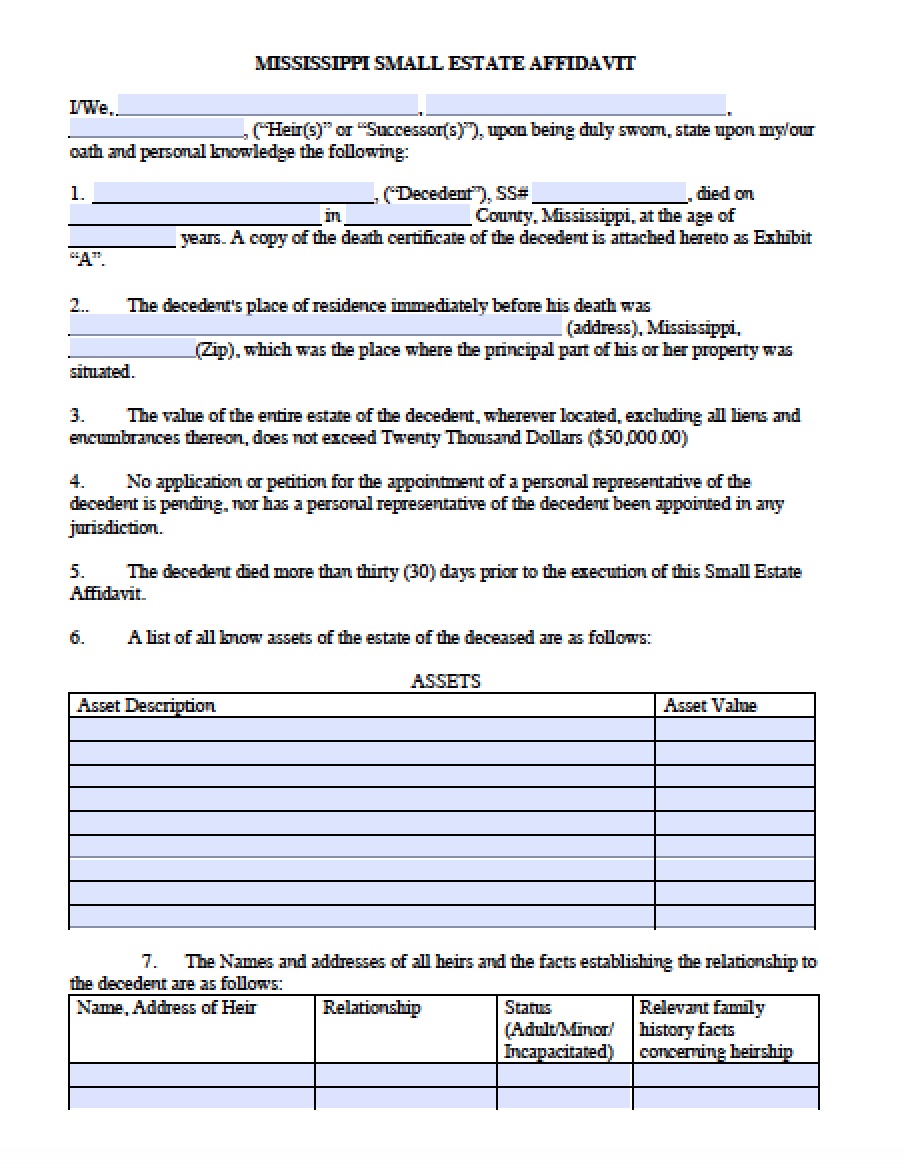 free-mississippi-small-estate-affidavit-form-pdf-word
