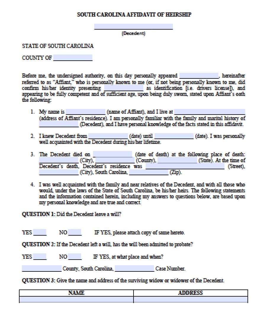 free-south-carolina-affidavit-of-heriship-form-pdf-word