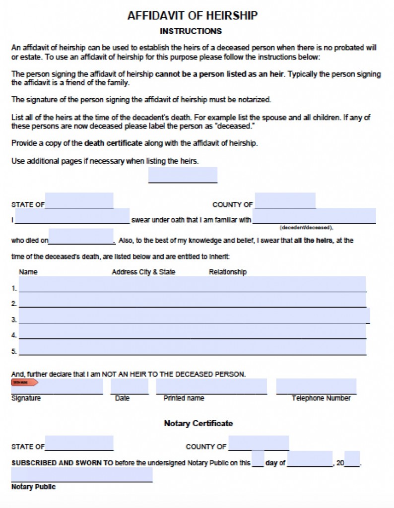 Free Arkansas Affidavit of Inheritance | Motor Vehicle Form | PDF - Word