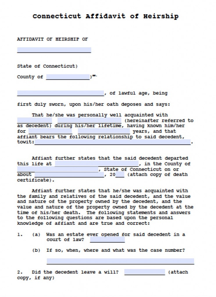 Free Connecticut Small Estate Affidavit | PC-212 Form | PDF - Word