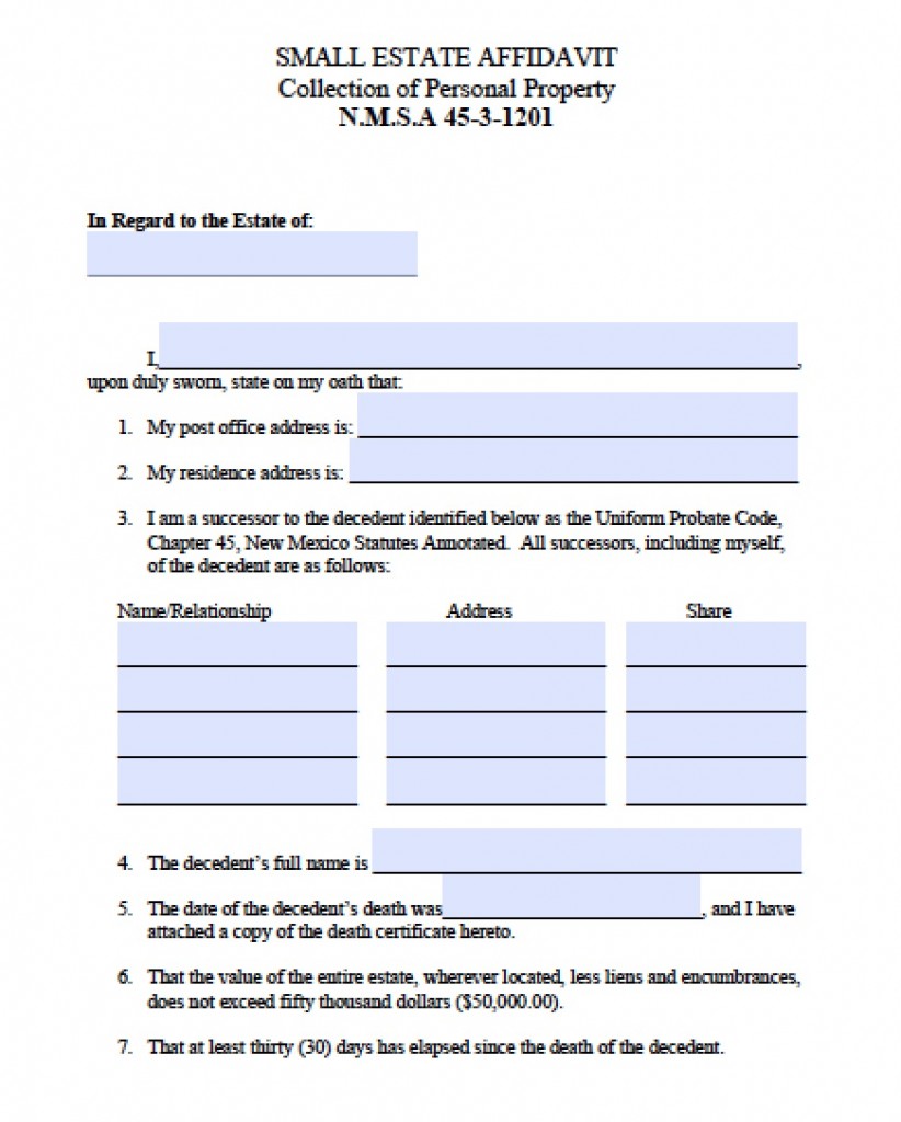 Free New Mexico Affidavit of Heirship HEIRS Form PDF Word