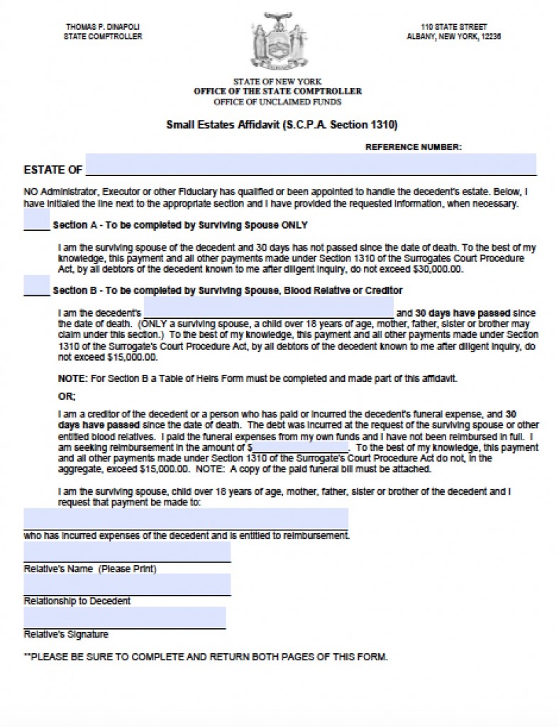 Free New York Affidavit Of Heirship Form Pdf Word 4909